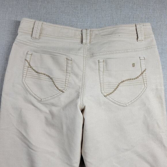 Izod Womens Corduroy Jeans Size 8 Beige Stretch Flare Leg Casual Work Pants‎ - Picture 3 of 10